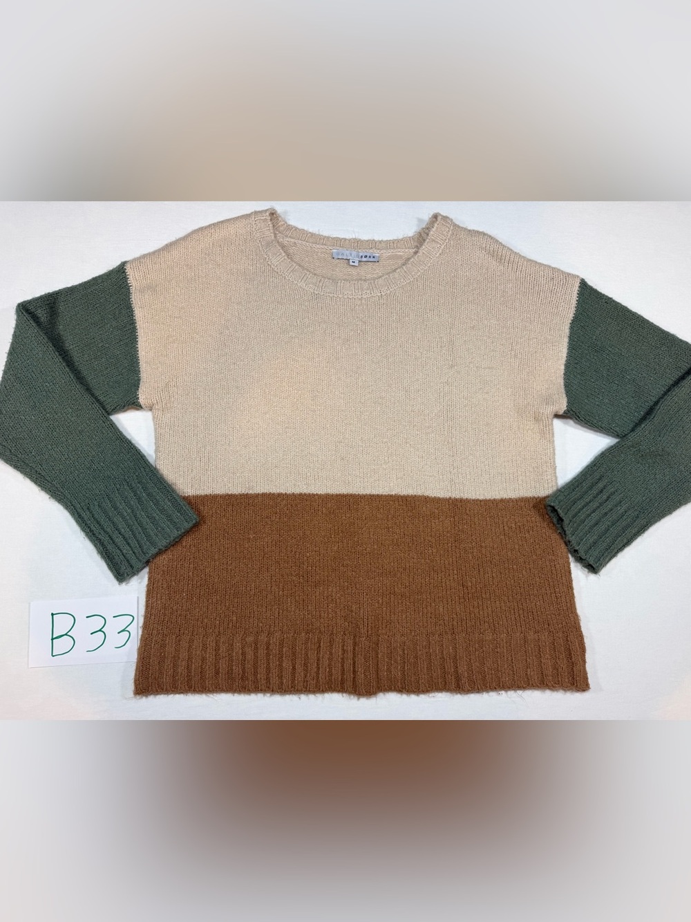 Baltic Born Colorblock Crewneck Sweater - Cream & Brown